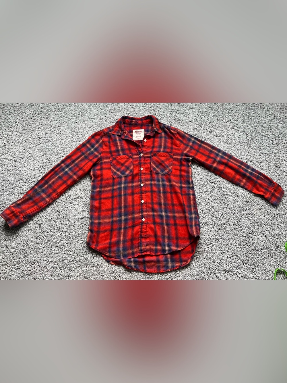 Mossimo Supply Co. Orange and Navy Plaid Button Down Shirt - Casual Flannel